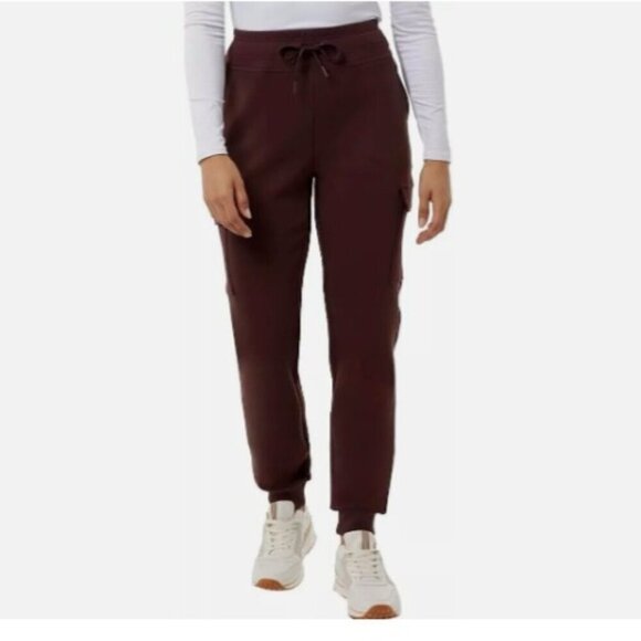 Cargo Pants - NEW 32 Degrees Heat Womens L Burgundy Cargo Jogger Pants Polyester & Spandex